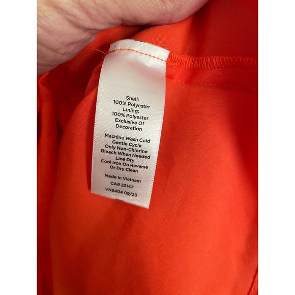 Talbots Lace Fit & Flare Dress orange pockets short sleeve square neckline 12p - Picture 7 of 8